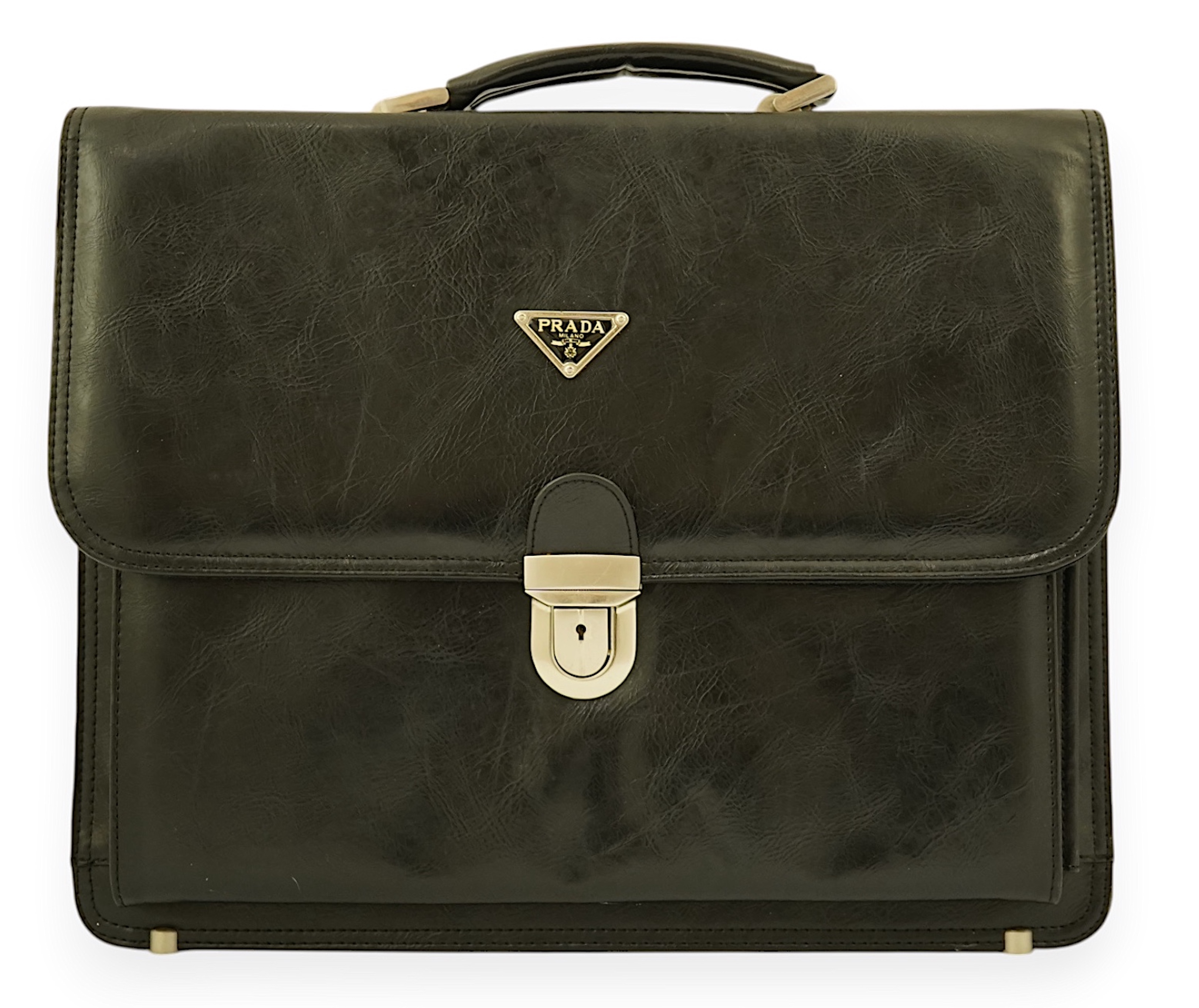 A Prada vintage black leather briefcase